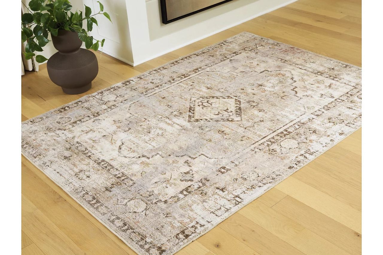 Livdon Washable Medium Rug In Brown and Beige R407912