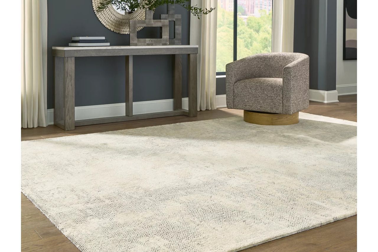 Raif Extra Large Rug In Gray and White R408080