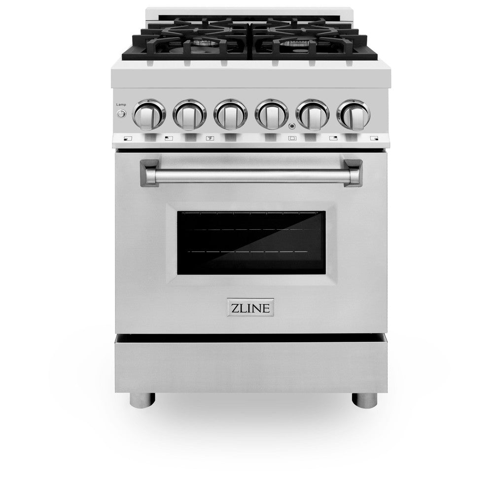 24 In. 2.8 Cu. Ft. Legacy Dual Fuel Range With 4 Burner Gas Cooktop And Electric Convection Oven In Stainless Steel RA24