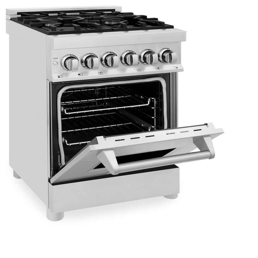24 In. 2.8 Cu. Ft. Legacy Dual Fuel Range With 4 Burner Gas Cooktop And Electric Convection Oven In Stainless Steel RA24