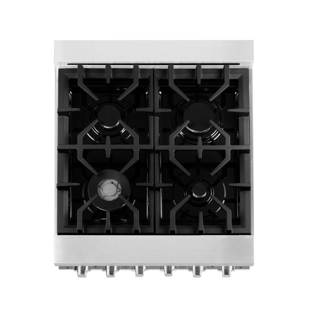 24 In. 2.8 Cu. Ft. Legacy Dual Fuel Range With 4 Burner Gas Cooktop And Electric Convection Oven In Stainless Steel RA24