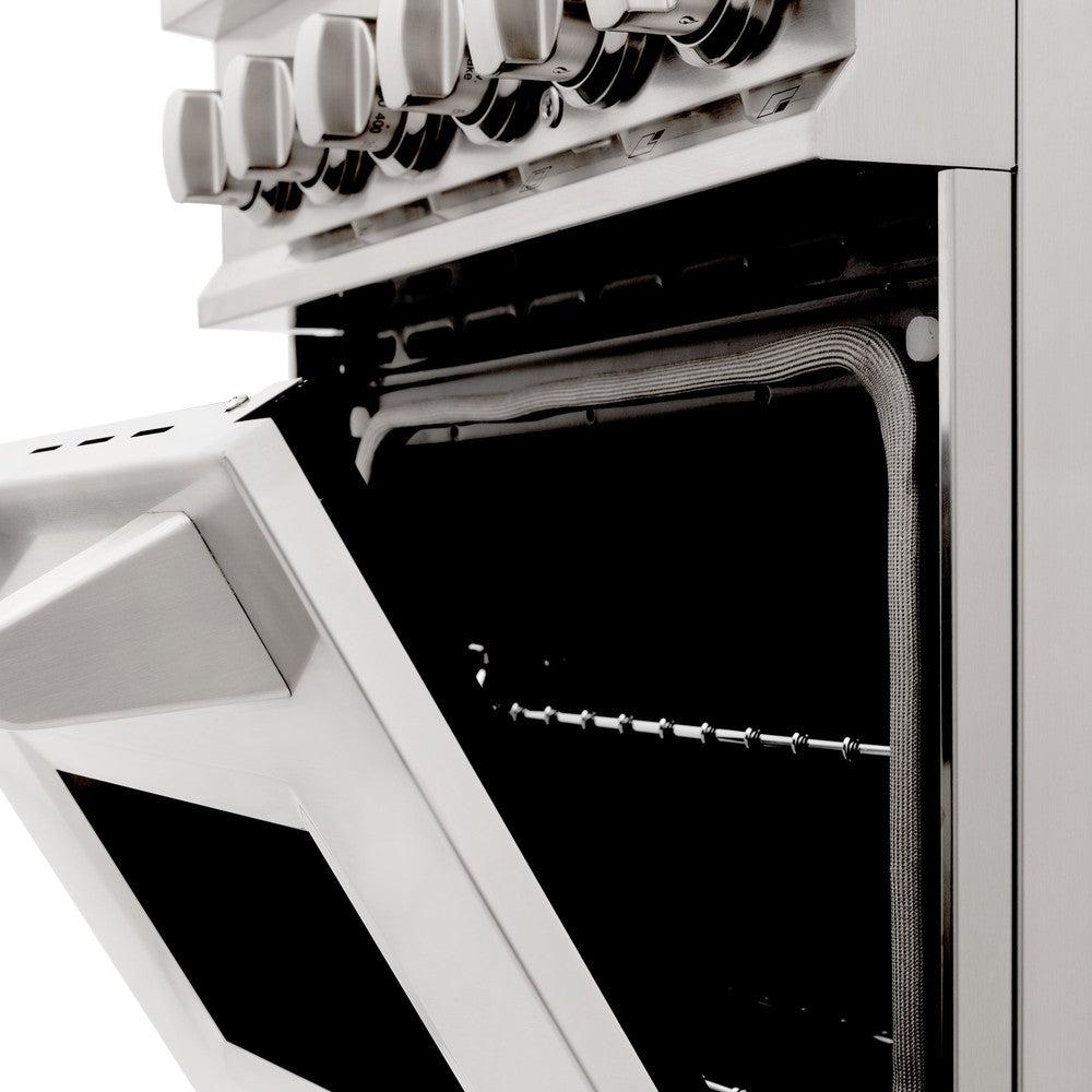 24 In. 2.8 Cu. Ft. Legacy Dual Fuel Range With 4 Burner Gas Cooktop And Electric Convection Oven In Stainless Steel RA24