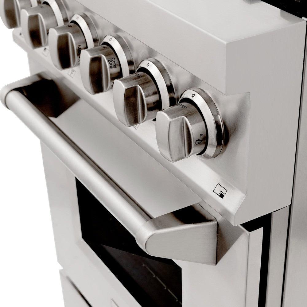 24 In. 2.8 Cu. Ft. Legacy Dual Fuel Range With 4 Burner Gas Cooktop And Electric Convection Oven In Stainless Steel RA24