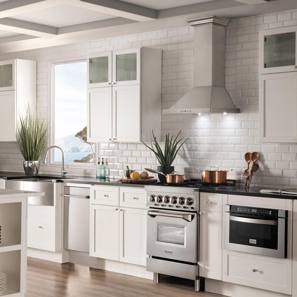 24 In. 2.8 Cu. Ft. Legacy Dual Fuel Range With 4 Burner Gas Cooktop And Electric Convection Oven In Stainless Steel RA24