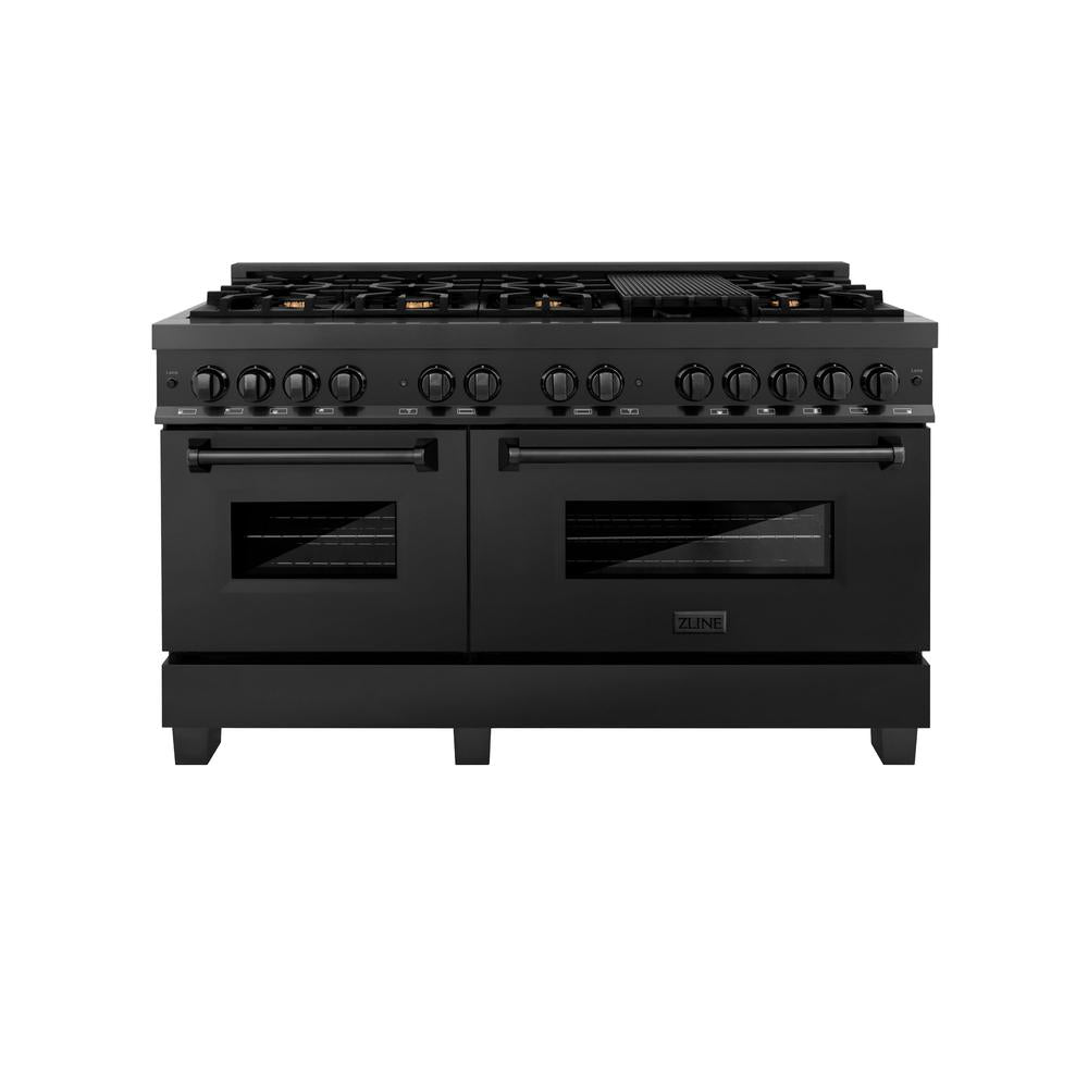 60" 7.4 cu. ft. Double Oven Dual Fuel Range with Gas Stove and Electric Oven with Brass Burners RAB60
