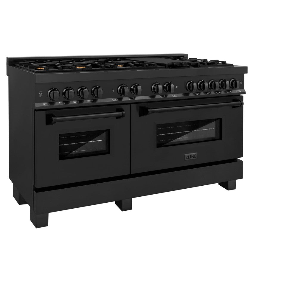 60" 7.4 cu. ft. Double Oven Dual Fuel Range with Gas Stove and Electric Oven with Brass Burners RAB60