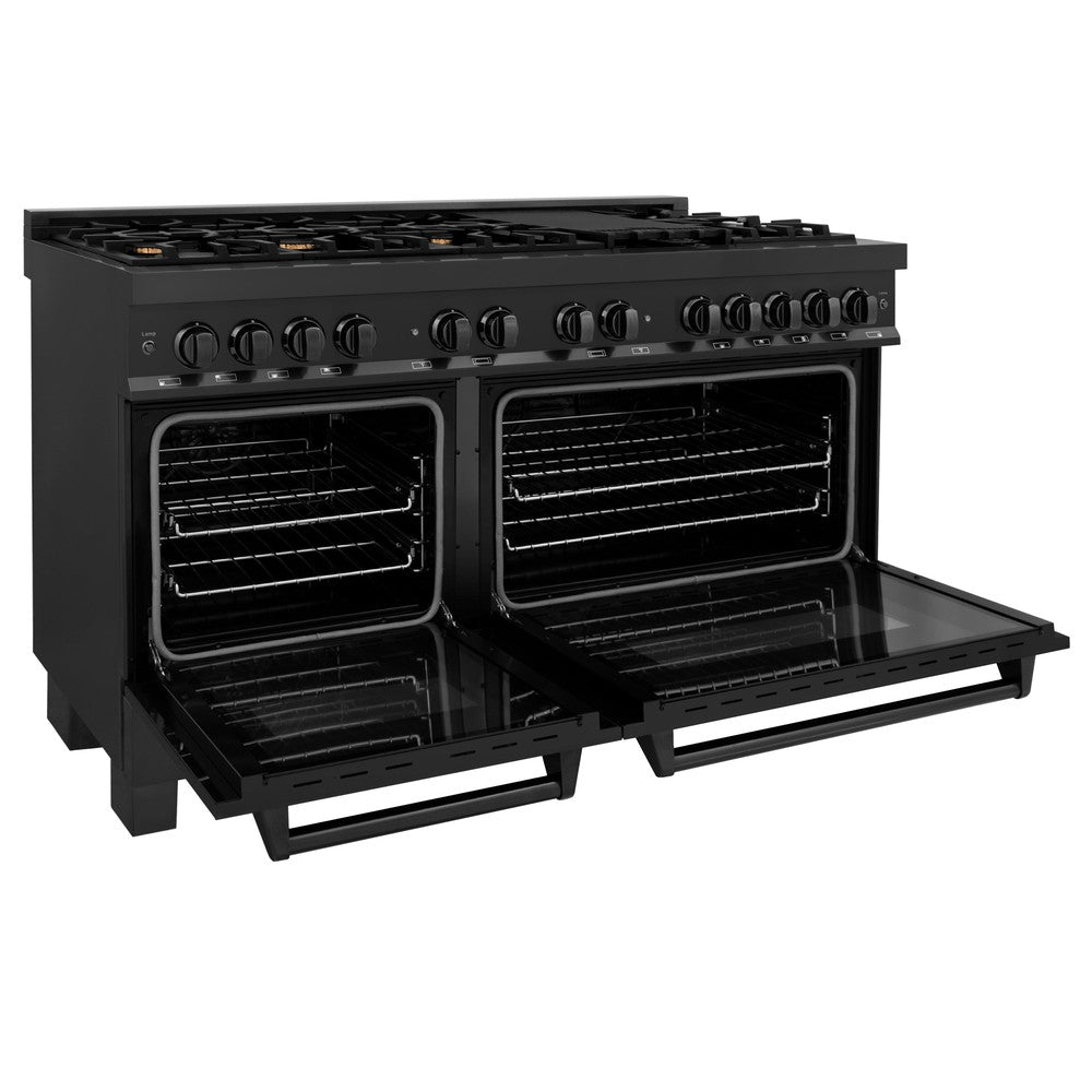 60" 7.4 cu. ft. Double Oven Dual Fuel Range with Gas Stove and Electric Oven with Brass Burners RAB60