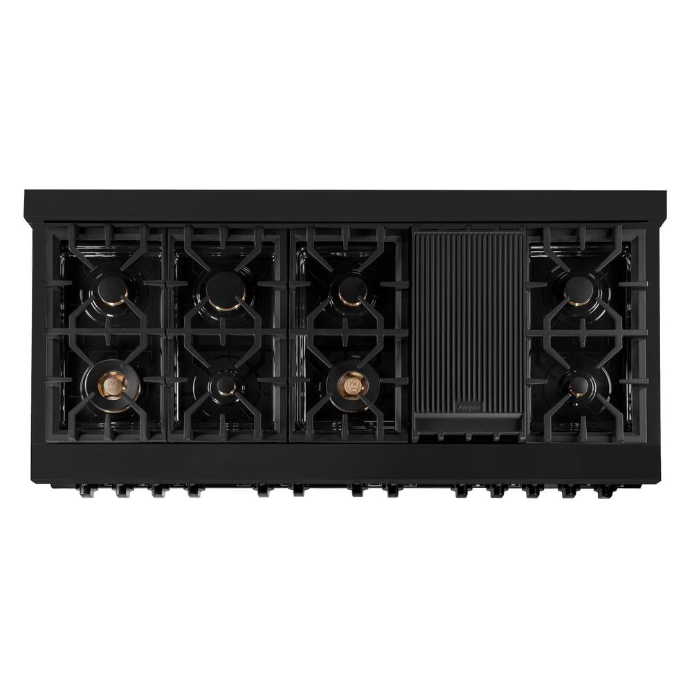 60" 7.4 cu. ft. Double Oven Dual Fuel Range with Gas Stove and Electric Oven with Brass Burners RAB60