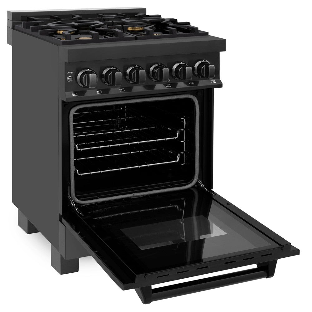 24" 2.8 cu. ft. Dual Fuel Range with Gas Stove and Electric Oven with Brass Burners RABBR24