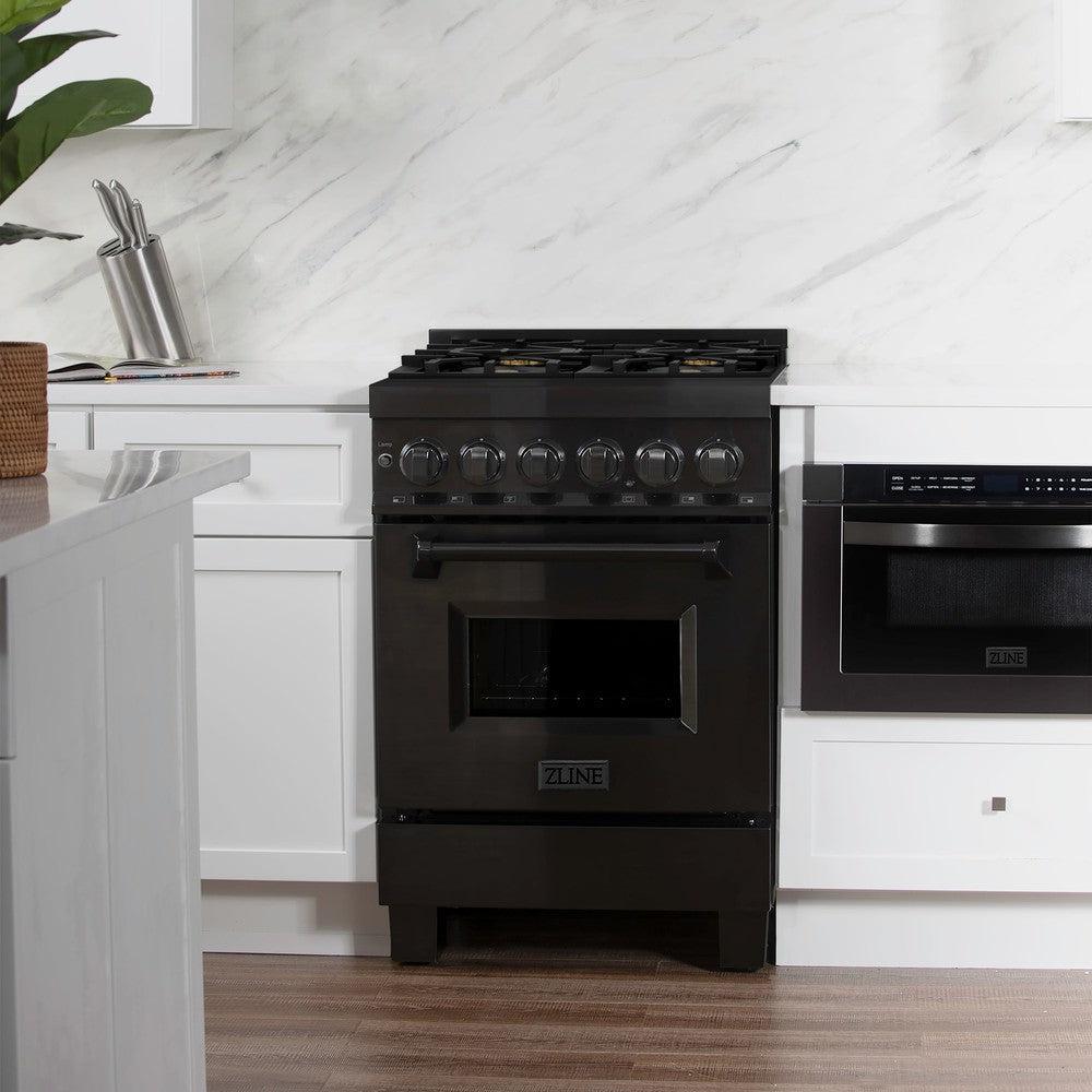 24" 2.8 cu. ft. Dual Fuel Range with Gas Stove and Electric Oven with Brass Burners RABBR24