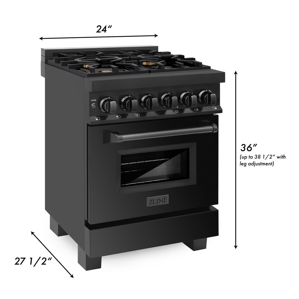 24" 2.8 cu. ft. Dual Fuel Range with Gas Stove and Electric Oven with Brass Burners RABBR24