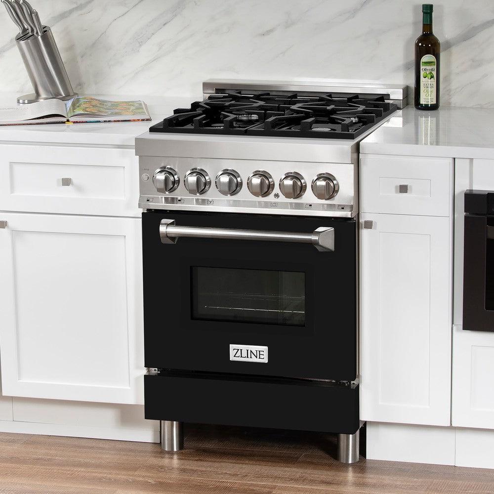 24 In. 2.8 Cu. Ft. Legacy Dual Fuel Range With 4 Burner Gas Cooktop And Electric Convection Oven In Stainless Steel And Black Matte Door RABLM24