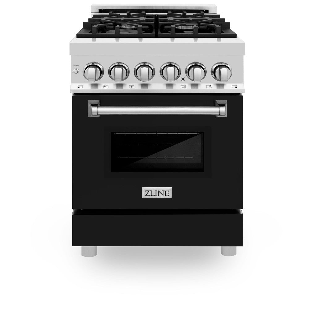 24 In. 2.8 Cu. Ft. Legacy Dual Fuel Range With 4 Burner Gas Cooktop And Electric Convection Oven In Stainless Steel And Black Matte Door RABLM24
