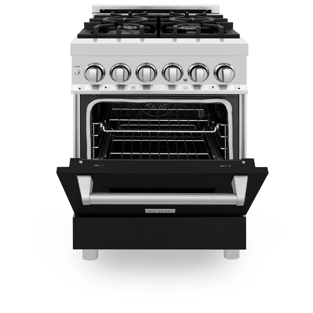 24 In. 2.8 Cu. Ft. Legacy Dual Fuel Range With 4 Burner Gas Cooktop And Electric Convection Oven In Stainless Steel And Black Matte Door RABLM24