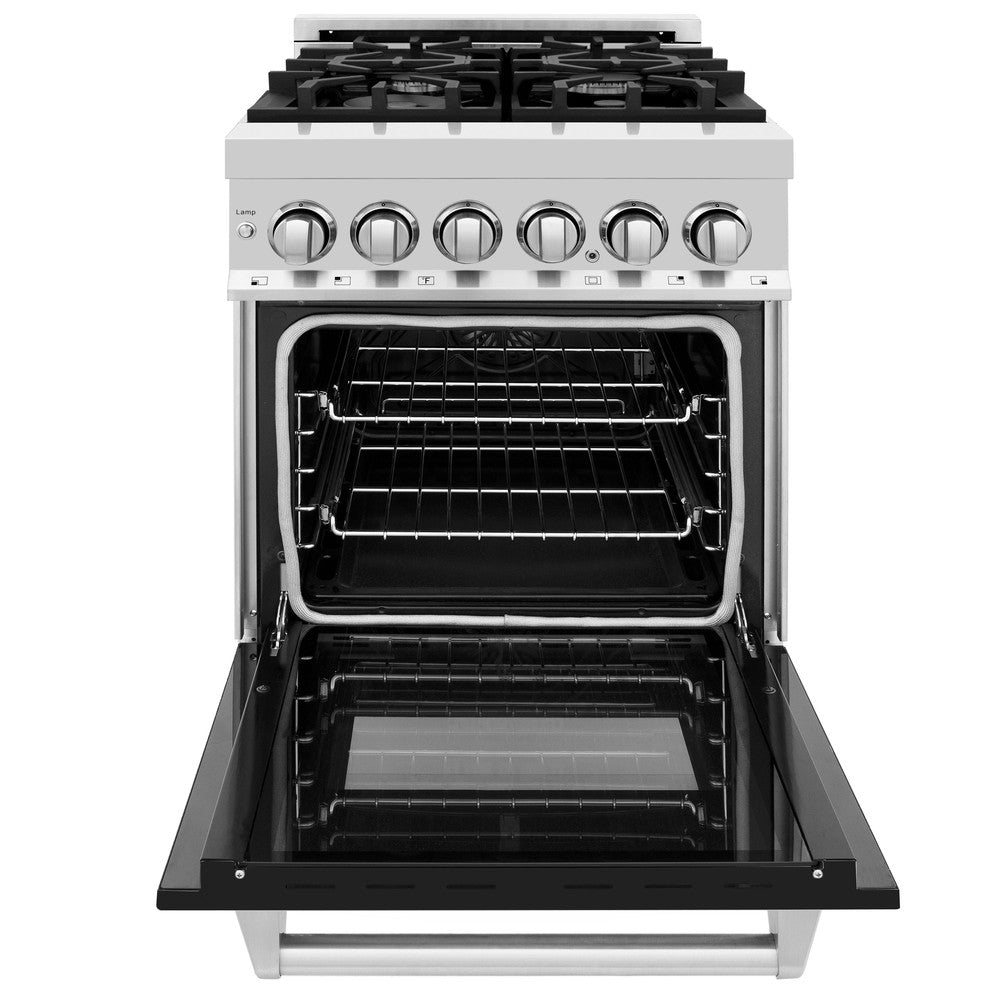 24 In. 2.8 Cu. Ft. Legacy Dual Fuel Range With 4 Burner Gas Cooktop And Electric Convection Oven In Stainless Steel And Black Matte Door RABLM24