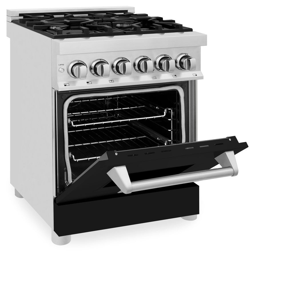 24 In. 2.8 Cu. Ft. Legacy Dual Fuel Range With 4 Burner Gas Cooktop And Electric Convection Oven In Stainless Steel And Black Matte Door RABLM24