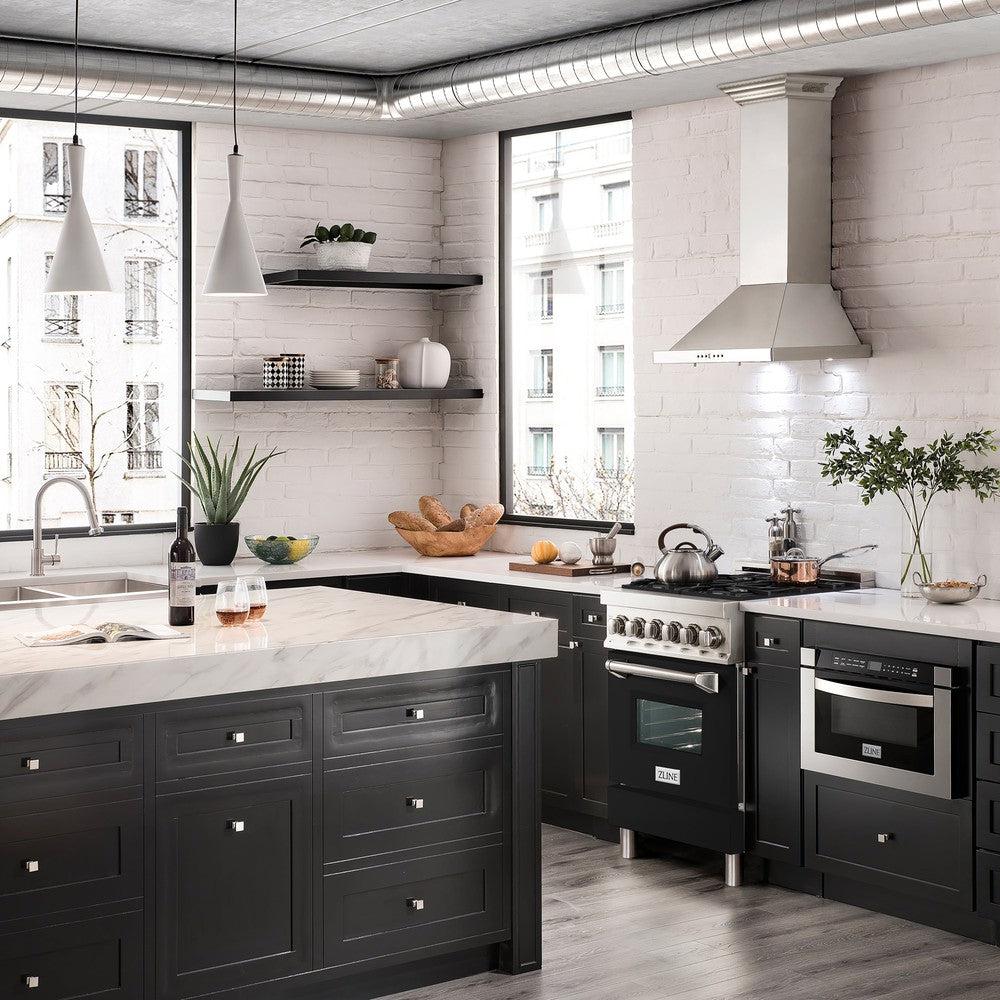 24 In. 2.8 Cu. Ft. Legacy Dual Fuel Range With 4 Burner Gas Cooktop And Electric Convection Oven In Stainless Steel And Black Matte Door RABLM24