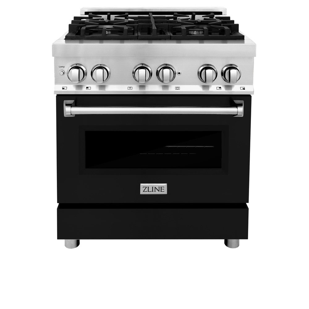 30 In. 4.0 Cu. Ft. Legacy Dual Fuel Range With 4 Burner Gas Cooktop And Electric Convection Oven In Stainless Steel And Black Matte Door RABLM30