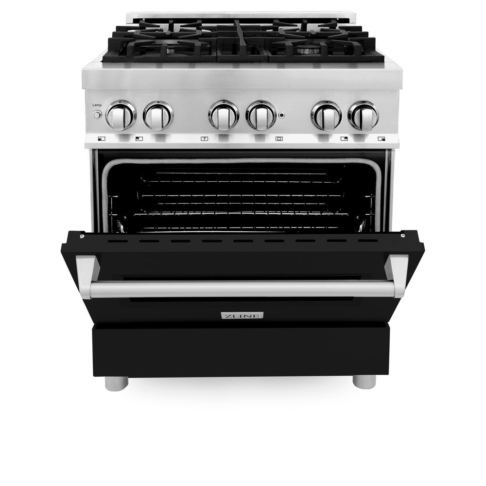 30 In. 4.0 Cu. Ft. Legacy Dual Fuel Range With 4 Burner Gas Cooktop And Electric Convection Oven In Stainless Steel And Black Matte Door RABLM30