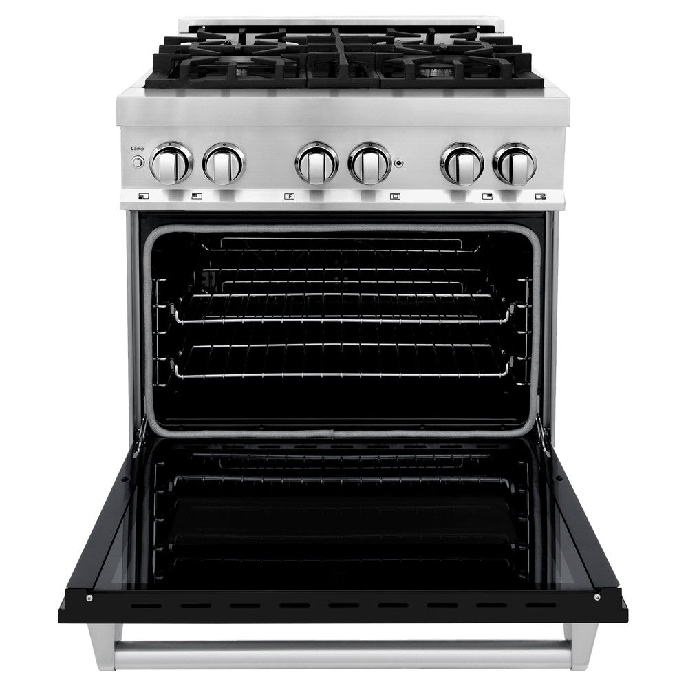 30 In. 4.0 Cu. Ft. Legacy Dual Fuel Range With 4 Burner Gas Cooktop And Electric Convection Oven In Stainless Steel And Black Matte Door RABLM30
