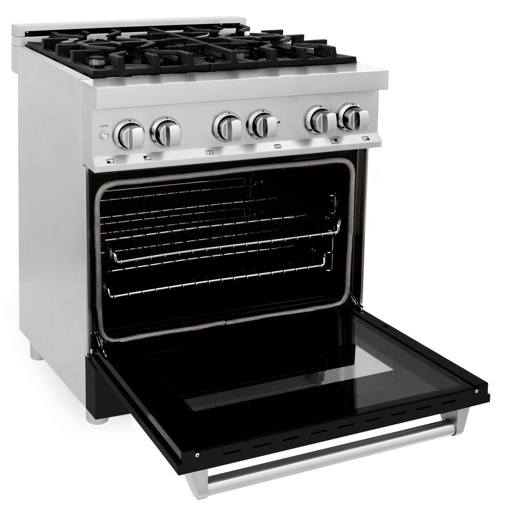 30 In. 4.0 Cu. Ft. Legacy Dual Fuel Range With 4 Burner Gas Cooktop And Electric Convection Oven In Stainless Steel And Black Matte Door RABLM30