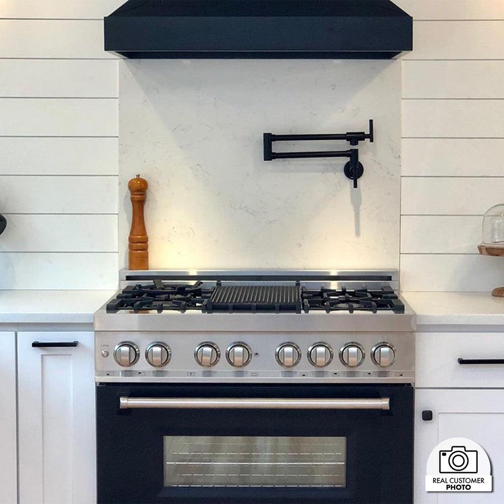 36 In. 4.6 Cu. Ft. Legacy Dual Fuel Range With 6 Burner Gas Cooktop And Electric Convection Oven In Stainless Steel And Black Matte Door RABLM36
