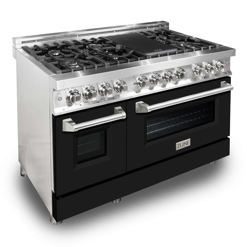 48" 6.0 cu. ft. Dual Fuel Range with Gas Stove and Electric Oven and Black Matte Door RABLM48