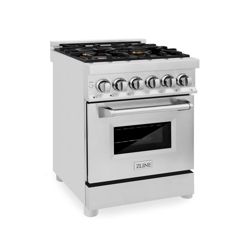 24" 2.8 cu. ft. Dual Fuel Range with Gas Stove and Electric Oven with Brass Burners RABR24