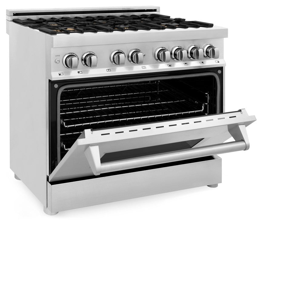 36 In. 4.6 Cu. Ft. Legacy Dual Fuel Range With Gas Cooktop And Electric Convection Oven In Stainless Steel With 6 Brass Burners RABR36