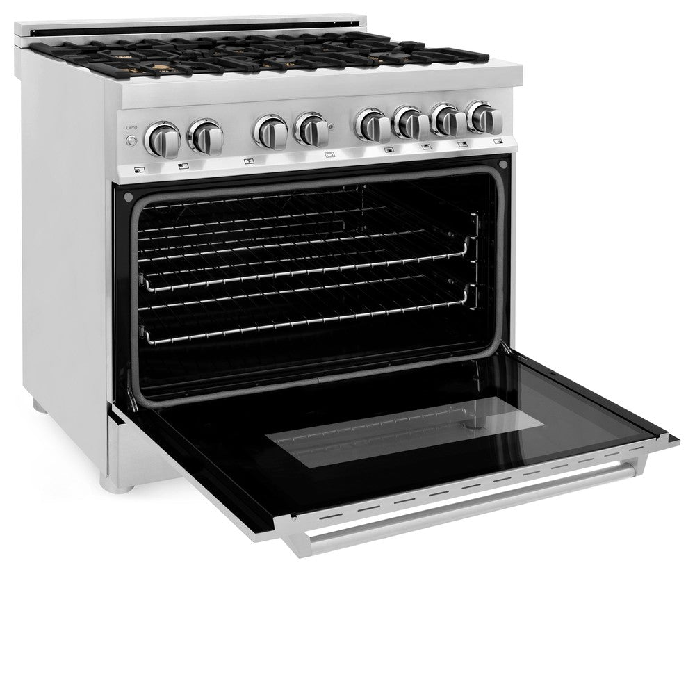 36 In. 4.6 Cu. Ft. Legacy Dual Fuel Range With Gas Cooktop And Electric Convection Oven In Stainless Steel With 6 Brass Burners RABR36