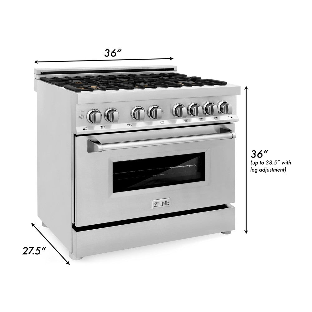36 In. 4.6 Cu. Ft. Legacy Dual Fuel Range With Gas Cooktop And Electric Convection Oven In Stainless Steel With 6 Brass Burners RABR36