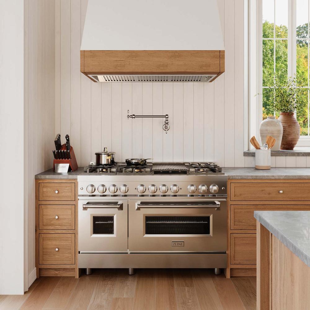 48 In. 6.0 Cu. Ft. Legacy Dual Fuel Range With Gas Cooktop And 2 Electric Ovens In Stainless Steel With Brass Burners RABR48
