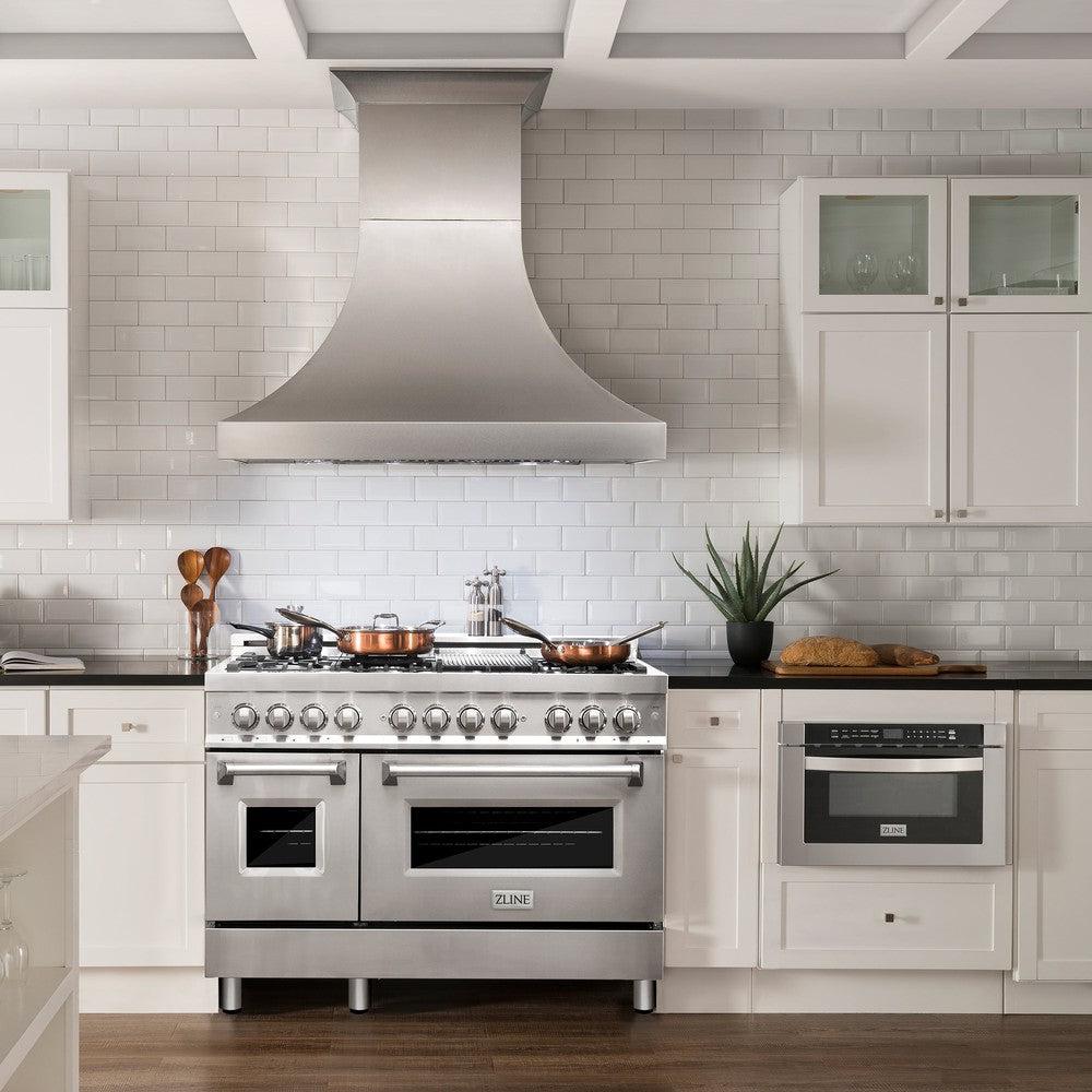 48 In. 6.0 Cu. Ft. Legacy Dual Fuel Range With Gas Cooktop And 2 Electric Ovens In Stainless Steel With Brass Burners RABR48