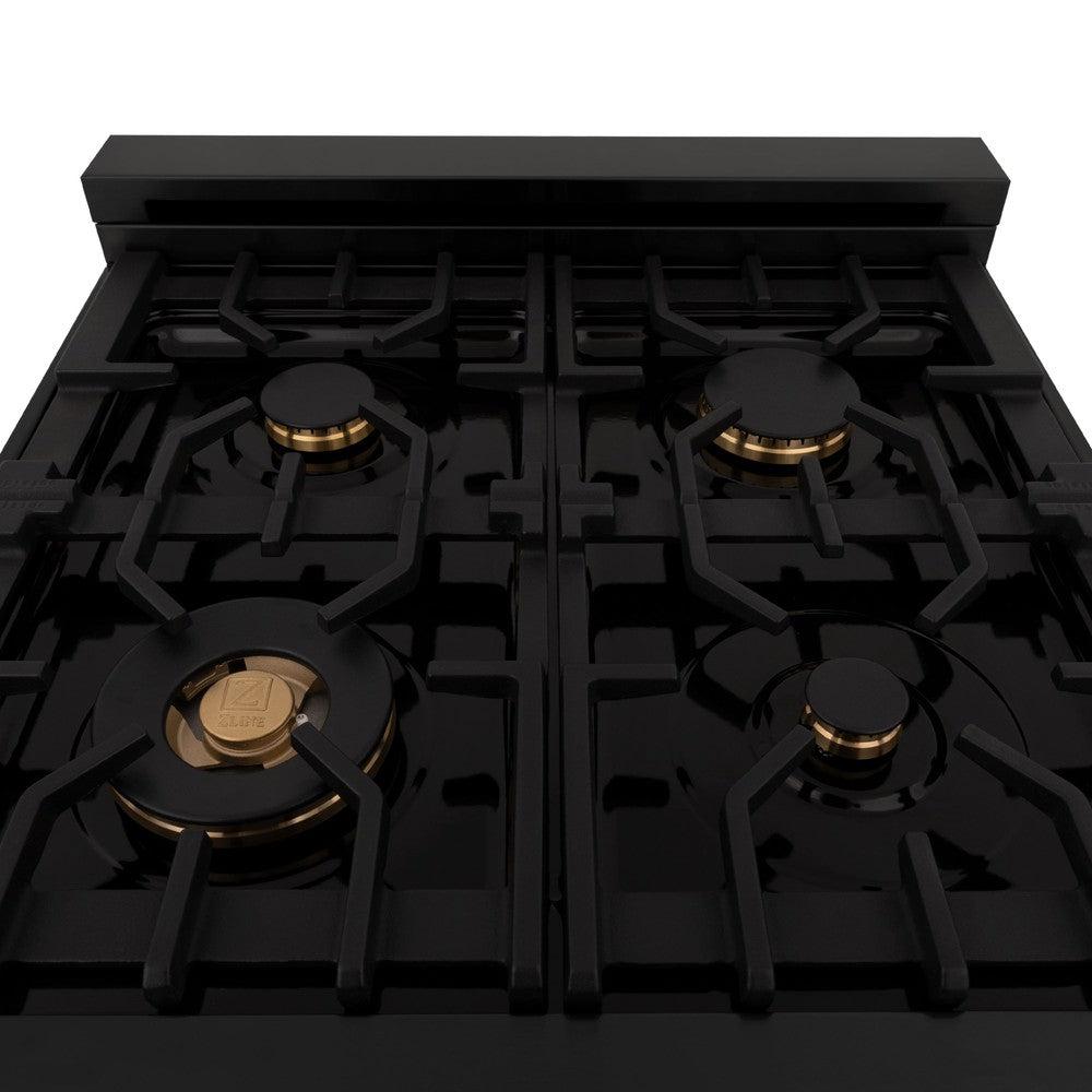 AutographEdition 24" 2.8 cu. ft. Dual Fuel Range with Gas Stove and Electric Oven in Black Stainless Steel with Polished Gold Accents RABZ24G