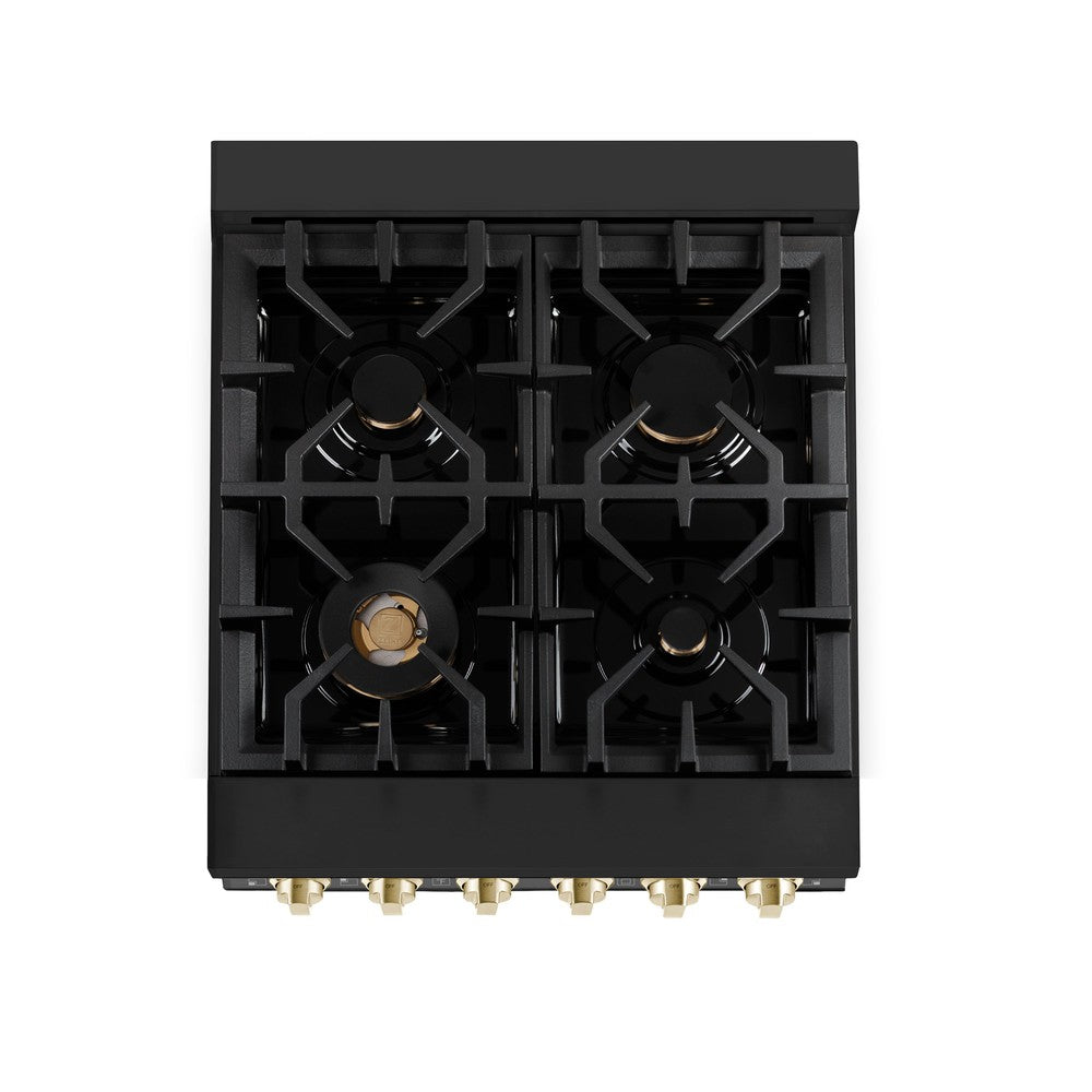 AutographEdition 24" 2.8 cu. ft. Dual Fuel Range with Gas Stove and Electric Oven in Black Stainless Steel with Polished Gold Accents RABZ24G