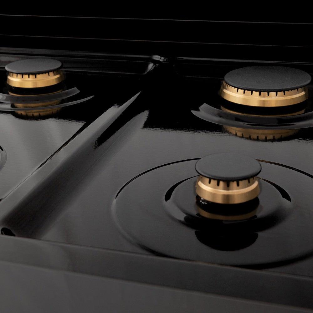AutographEdition 24" 2.8 cu. ft. Dual Fuel Range with Gas Stove and Electric Oven in Black Stainless Steel with Polished Gold Accents RABZ24G