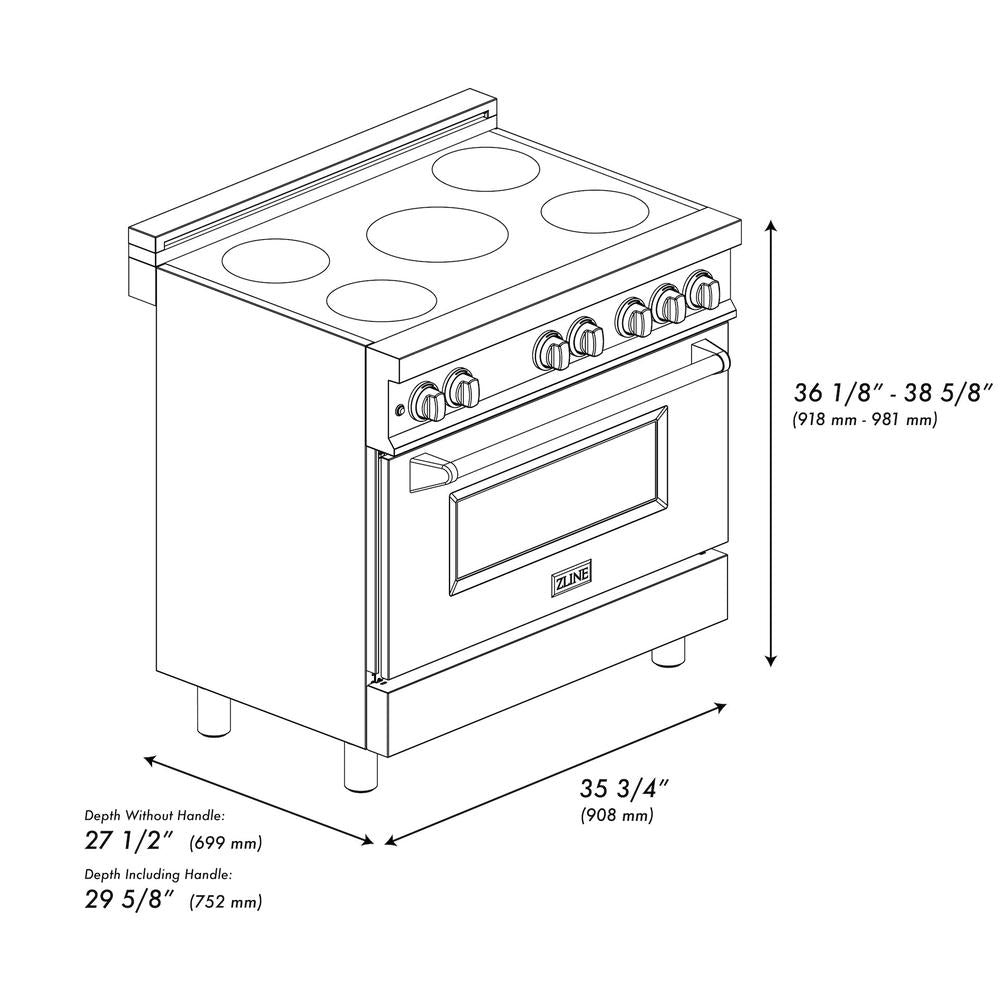 36" 4.6 cu. ft. Induction Range with a 4 Element Stove and Electric Oven RAINDBLM36, product image 11 of 11