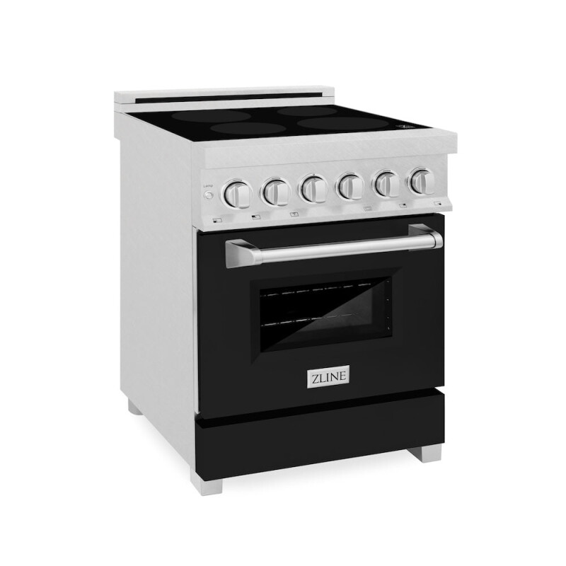 ZLINE 24 in. 2.8 cu. ft. Legacy Induction Range with 4 Element Cooktop and Electric Oven in Satin Stainless Steel and Black Matte Door (RAINDS-BLM-24) RAINDSBLM24