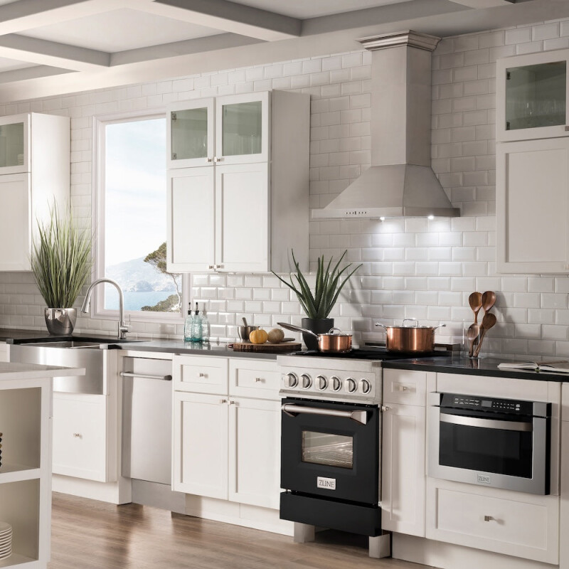ZLINE 24 in. 2.8 cu. ft. Legacy Induction Range with 4 Element Cooktop and Electric Oven in Satin Stainless Steel and Black Matte Door (RAINDS-BLM-24) RAINDSBLM24, product image 2 of 10