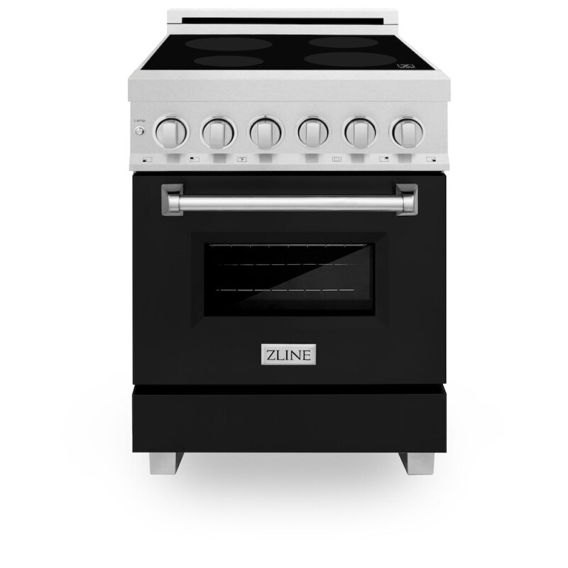 ZLINE 24 in. 2.8 cu. ft. Legacy Induction Range with 4 Element Cooktop and Electric Oven in Satin Stainless Steel and Black Matte Door (RAINDS-BLM-24) RAINDSBLM24, product image 3 of 10