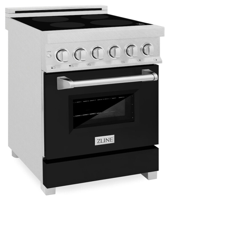 ZLINE 24 in. 2.8 cu. ft. Legacy Induction Range with 4 Element Cooktop and Electric Oven in Satin Stainless Steel and Black Matte Door (RAINDS-BLM-24) RAINDSBLM24, product image 5 of 10