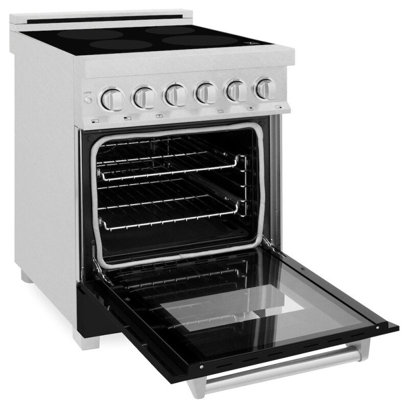 ZLINE 24 in. 2.8 cu. ft. Legacy Induction Range with 4 Element Cooktop and Electric Oven in Satin Stainless Steel and Black Matte Door (RAINDS-BLM-24) RAINDSBLM24, product image 8 of 10