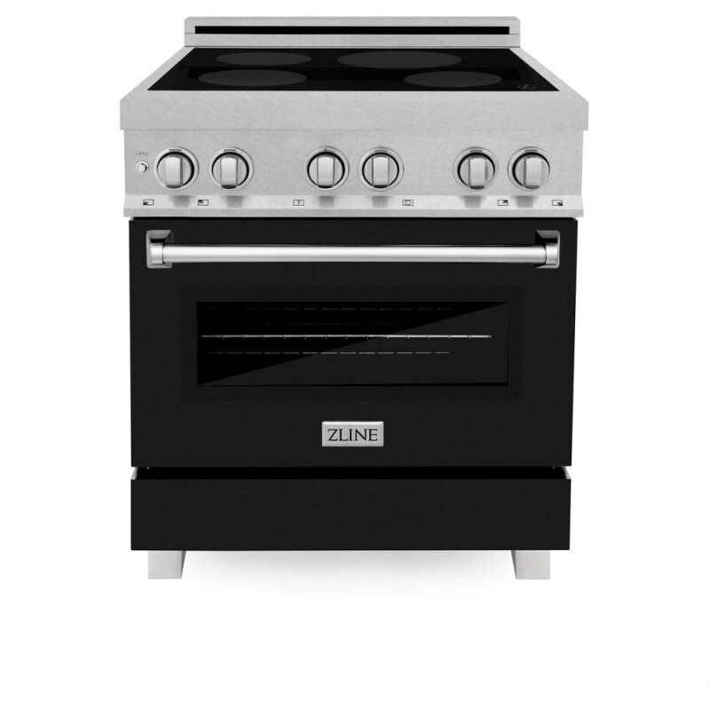 ZLINE 30 in. 4.0 cu. ft. Legacy Induction Range with 4 Element Cooktop and Electric Oven in DuraSnow® Stainless Steel and Black Matte Door (RAINDS-BLM-30) RAINDSBLM30, product image 3 of 15