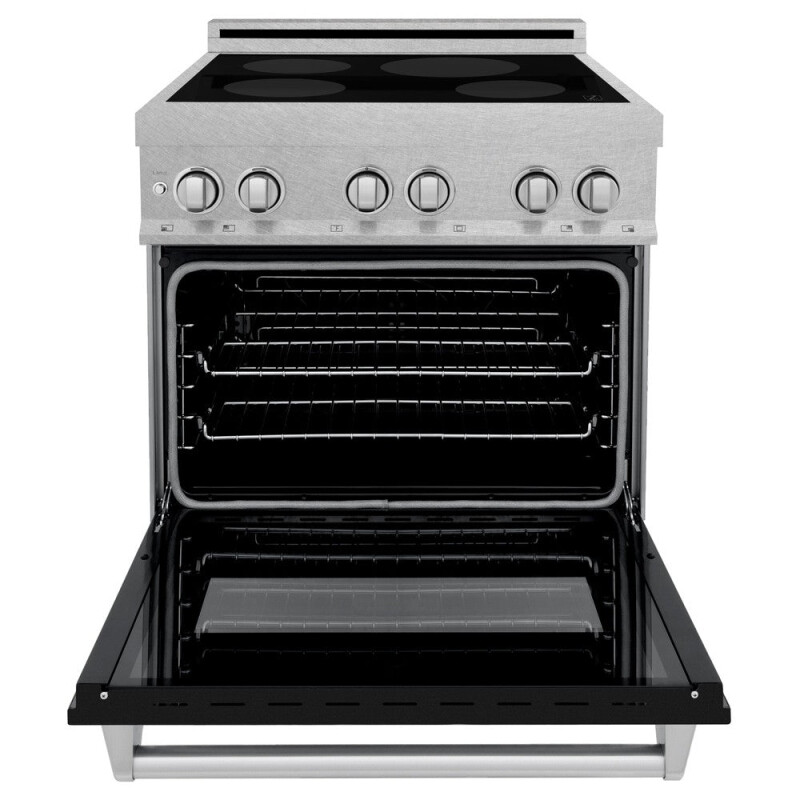ZLINE 30 in. 4.0 cu. ft. Legacy Induction Range with 4 Element Cooktop and Electric Oven in DuraSnow® Stainless Steel and Black Matte Door (RAINDS-BLM-30) RAINDSBLM30, product image 4 of 15
