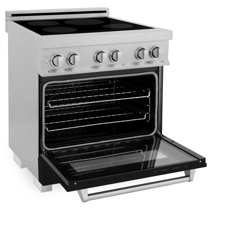ZLINE 30 in. 4.0 cu. ft. Legacy Induction Range with 4 Element Cooktop and Electric Oven in DuraSnow® Stainless Steel and Black Matte Door (RAINDS-BLM-30) RAINDSBLM30, product image 6 of 15