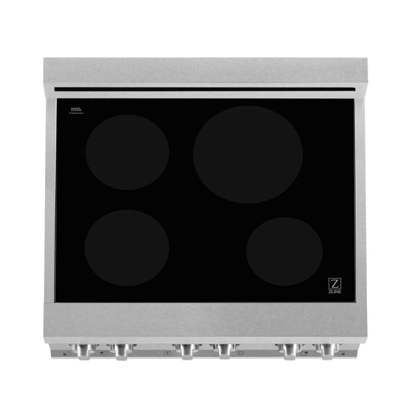ZLINE 30 in. 4.0 cu. ft. Legacy Induction Range with 4 Element Cooktop and Electric Oven in DuraSnow® Stainless Steel and Black Matte Door (RAINDS-BLM-30) RAINDSBLM30, product image 7 of 15