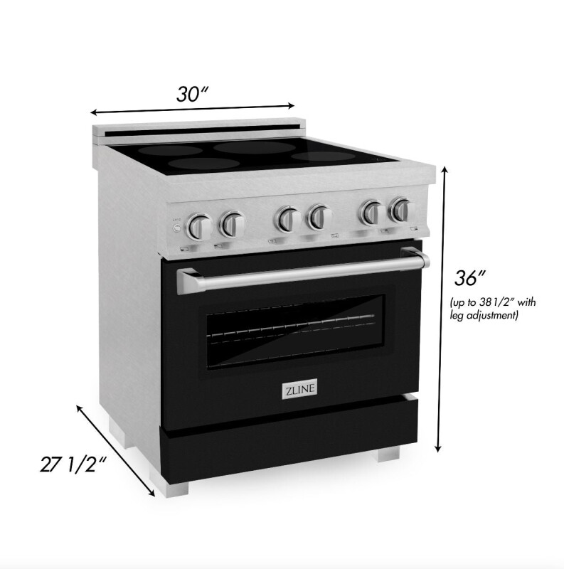 ZLINE 30 in. 4.0 cu. ft. Legacy Induction Range with 4 Element Cooktop and Electric Oven in DuraSnow® Stainless Steel and Black Matte Door (RAINDS-BLM-30) RAINDSBLM30, product image 15 of 15