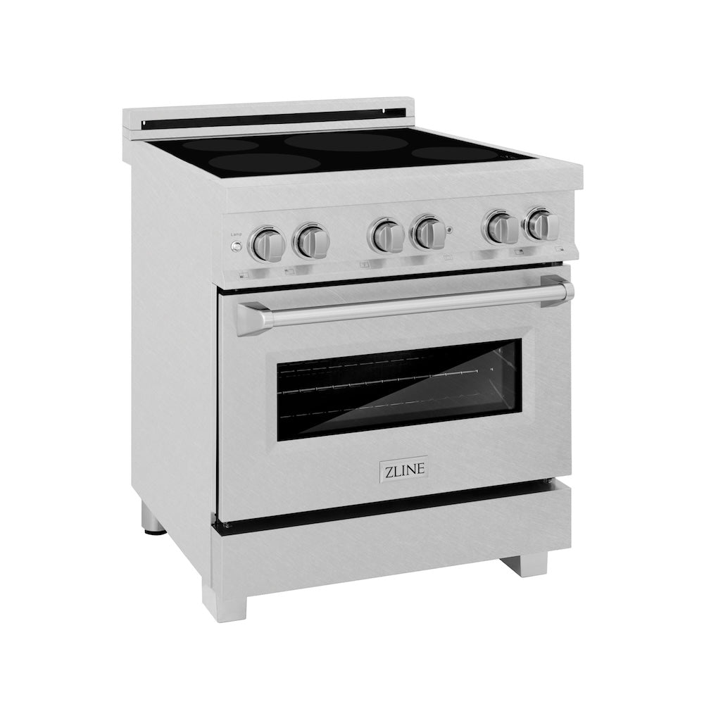 ZLINE 30 in. 4.0 cu. ft. Legacy Induction Range with 4 Element Cooktop and Electric Oven in DuraSnow® Stainless Steel (RAINDS-SN-30) RAINDSSN30