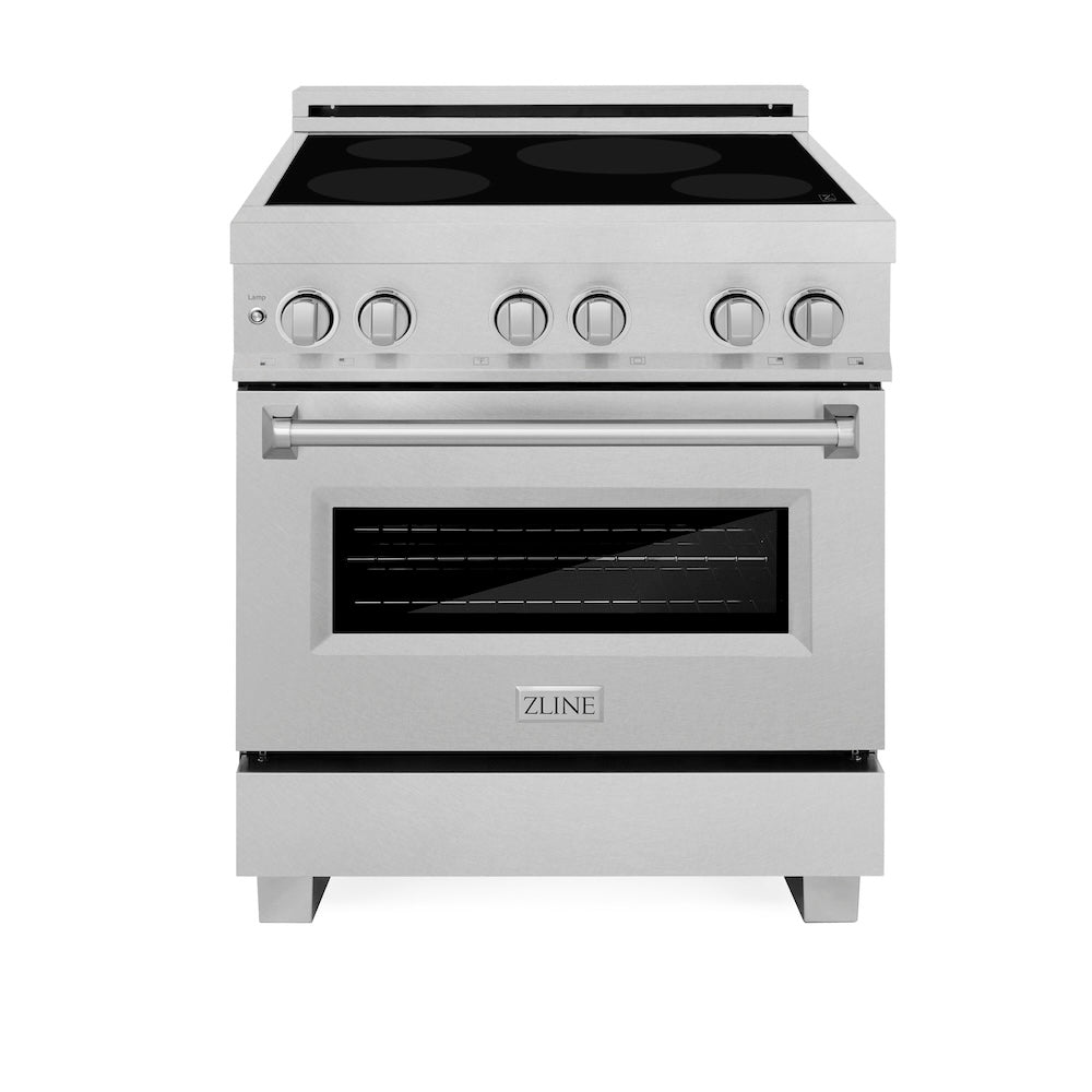 ZLINE 30 in. 4.0 cu. ft. Legacy Induction Range with 4 Element Cooktop and Electric Oven in DuraSnow® Stainless Steel (RAINDS-SN-30) RAINDSSN30, product image 3 of 12