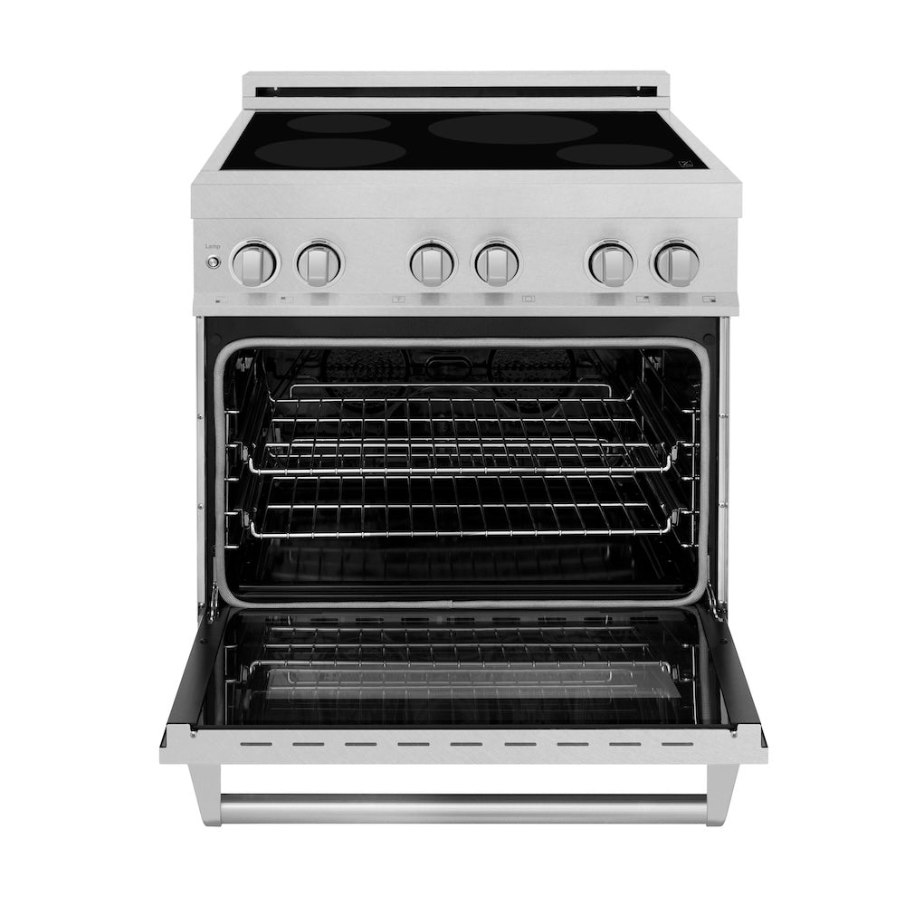 ZLINE 30 in. 4.0 cu. ft. Legacy Induction Range with 4 Element Cooktop and Electric Oven in DuraSnow® Stainless Steel (RAINDS-SN-30) RAINDSSN30, product image 4 of 12